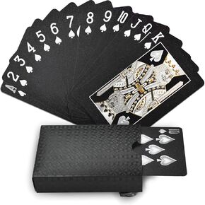 Joyoldelf Cool Black Foil Poker Playing Cards, Waterproof Deck of Cards with Gift Box, Use for Party and Game in Kuwait