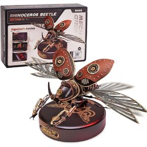 ROKR 3D Puzzles for Adults Electric Insect Metal Model Building Kit Desk Toys Hobby Kit for Adults Gift for Teens (Rhinoceros Beetle) in Kuwait