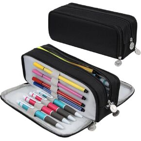 Chelory Big Capacity Pencil Case Large Storage Pencil Bag Pouch Marker 3 Compartment Stationery Pen Cases Holder for Adults Office Organizer Gifts