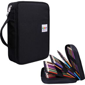JAKAGO 220 Slots Colored Pencil Case Large Capacity Pen Holder for Artist Painter Zipper Organizer Bag for Marker Highlighter Storage Case for Office Sketch Travel Supplies (Dog)
