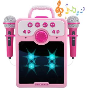 آلة كاريوكي للفتيات مع 2 ميكروفونات، هدايا ألعاب كاريوكي للفتيات من سن 4 إلى 12 سنة، حفلة عيد ميلاد مع اتصال بلوتوث/AUX/USB (وردي) in Kuwait