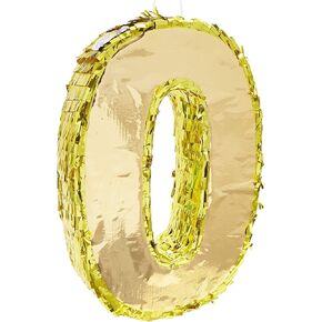 Juvale Gold Foil Number 1 Pinata for 1st Birthday Party Decorations, Centerpieces, Anniversary Celebrations (Small, 16 x 3 x 10 In)
