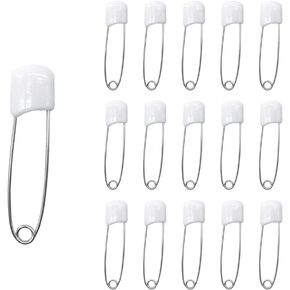 Ruidee 50 Pcs Diaper Pins Nappy Pins Plastic Head Safety Pins with Safe Locking (Black)