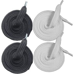 4 Pieces Flat Hoodie Drawstrings Cord Replacement (Black/Cream) 10mm X 50 Inch Draw String for Sweatpants, Sweatshirt, Jacket, Coats, Shorts, Pants, Swim, Trunks, Sewing Threader in Kuwait