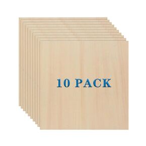 10 Pack Basswood Sheets 3mm 10 x 10 x 1/8 Inch Plywood Board, Thin Natural Unfinished Wood for DIY Crafts Painting, Hobby, Model Making, Wood Burning and Laser Projects