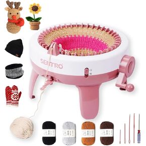 آلة حياكة Wokohoomer 48 إبرة، آلة كروشيه، آلة حياكة ذكية دوارة مزدوجة الحياكة، طقم آلة تلوح في الأفق، مجموعة آلة تلوح في الأفق DIY للقبعة والأوشحة والقفازات والجوارب in Kuwait