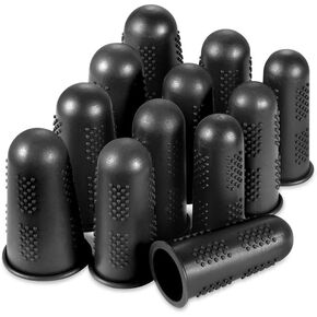 Finger Protectors,12 Pieces, Silicone Finger Protectors, 3 Sizes Rubber Fingers Thimble Protectors Guard Tips Caps Pads Cover for Hot Glue Gun | Embroidery | Sewing | Cutting| Sorting Task - Black