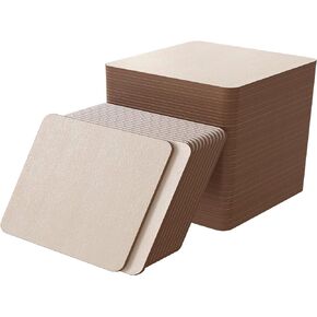 60 قطعة 4 × 4 انش قطع خشبية غير مكتملة مربعات خشبية فارغة 3 ملم مربعات خشبية رقيقة للرسم والنحت وتزيين الجدران in Kuwait