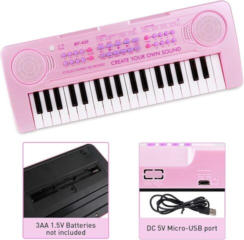 37 مفتاح لعبة البيانو للأطفال، ألعاب البيانو لوحة المفاتيح لعمر 3 4 5 6 سنوات، ألعاب موسيقية للوحة مفاتيح البيانو الإلكترونية للأطفال بعمر 3 سنوات فما فوق (أسود) in Kuwait