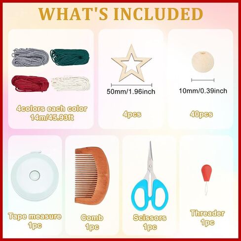 مجموعة أدوات صنع شجرة عيد الميلاد من Macrame، مجموعة مكونة من 4 قطع من أدوات Macrame DIY للبالغين المبتدئين مع تعليمات in Saudi Arabia