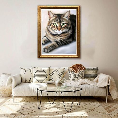 Jungobiu 5D الماس مجموعات الطلاء القط، DIY الماس الفن الحيوان مجموعات الطلاء مع الماس الحفر الكامل جولة الكريستال حجر الراين التطريز المستخدمة لتزيين جدار المكتب المنزلي 12 × 16 بوصة (30 × 40 سم) in Kuwait