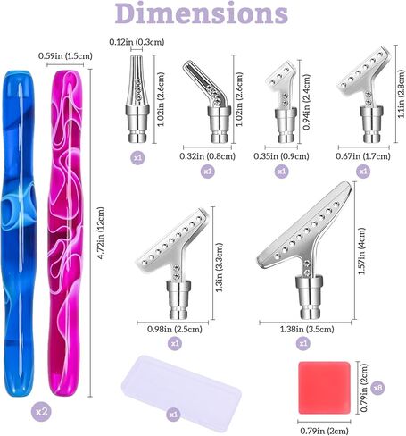 قلم رسم ماسي من هاوتون، أدوات فنية ماسية مع 6 أطراف معدنية و8 طين غراء، أقلام حفر ماسية 5D من الراتنج وأقلام منقطة للرسم الماسي عبر الغرز الفنية - وردي وأزرق in Kuwait