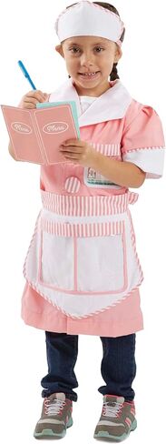 Melissa & Doug Waitress Role Play Costume Set (7 pcs) - Includes Apron, Order Pad, Cap Pink 3-6 years in Saudi Arabia