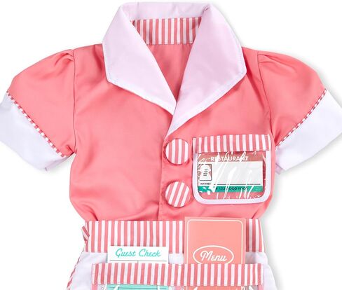Melissa & Doug Waitress Role Play Costume Set (7 pcs) - Includes Apron, Order Pad, Cap Pink 3-6 years in Saudi Arabia