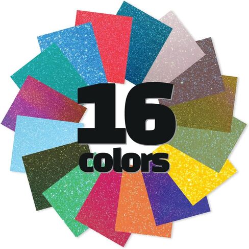 تي شيرت GIO-FLEX Aurora Glitter نقل الحرارة من الفينيل مقاس 10 × 12 بوصة - 12 لامع 4 نوع لامع عاكس HTV لاصق بالكي على النقل متوافق مع Cricut وSilhouette Cameo الضغط الحراري سهل قطع الأعشاب in Kuwait