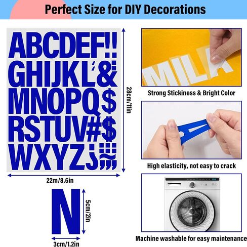 24 Sheets 1056 Pieces Iron on Letters for Clothing, 2 Inch 6 Colors Heat Transfer Vinyl Patches PU Alphabets Sticker T-Shirt Printing DIY Crafts Decorations (Black, White, Yellow, Red, Blue, Orange) in Kuwait
