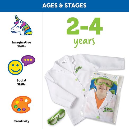 Learning Resources Beaker Creatures Lab Gear - 2 Pieces, Ages 5+ Lab Coat & Glasses for Kids, Science Exploration Games, STEM Toys for Kids in Saudi Arabia