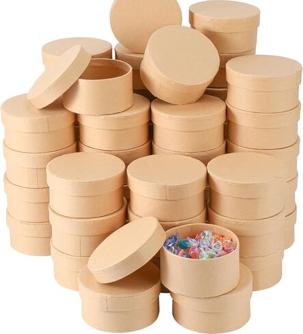 Geyee 48 Pcs Round Paper Mache Box, Small Gift Box with Lid 3.9 Inch Nesting DIY Cardboard Craft Empty Boxes for Kids Adults Decoupaging Painting Crafting Storing Jewelry Treasure in Saudi Arabia