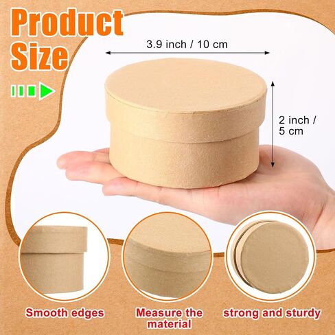 Geyee 48 Pcs Round Paper Mache Box, Small Gift Box with Lid 3.9 Inch Nesting DIY Cardboard Craft Empty Boxes for Kids Adults Decoupaging Painting Crafting Storing Jewelry Treasure in Saudi Arabia