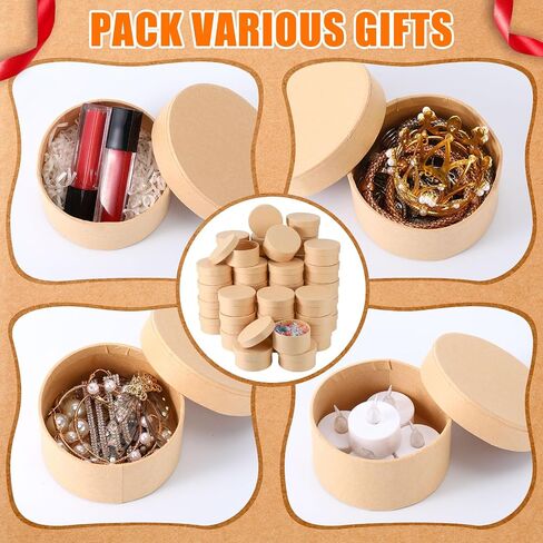Geyee 48 Pcs Round Paper Mache Box, Small Gift Box with Lid 3.9 Inch Nesting DIY Cardboard Craft Empty Boxes for Kids Adults Decoupaging Painting Crafting Storing Jewelry Treasure in Saudi Arabia