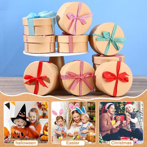 Geyee 48 Pcs Round Paper Mache Box, Small Gift Box with Lid 3.9 Inch Nesting DIY Cardboard Craft Empty Boxes for Kids Adults Decoupaging Painting Crafting Storing Jewelry Treasure in Saudi Arabia