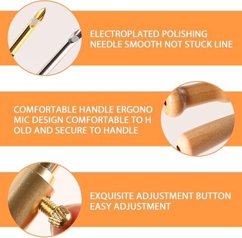 Punch Needle Tool, Wooden Handle Embroidery Punch Needle Set Rug Punch Needle, Punch Needle Threader for Embroidery Floss Cross, Punch Needle Yarn for Beginner DIY Craft Stitching Perfect Decoration in Kuwait