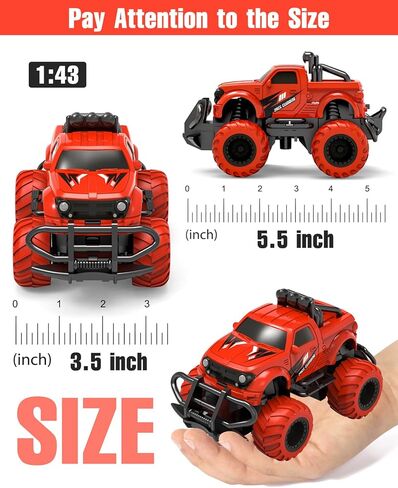EHO Remote Control Car for Boys 4-7, Monster Truck Toys for 3 4 5 6 Years Old Boys, 2.4Ghz Rc Car Boys Toys Age 4-5, 1/43 Mini Car Toy for 3 4 5 6 Years Old Boys Girls Gifts for 3-6 Years Old in Kuwait