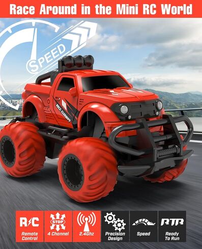 EHO Remote Control Car for Boys 4-7, Monster Truck Toys for 3 4 5 6 Years Old Boys, 2.4Ghz Rc Car Boys Toys Age 4-5, 1/43 Mini Car Toy for 3 4 5 6 Years Old Boys Girls Gifts for 3-6 Years Old in Kuwait