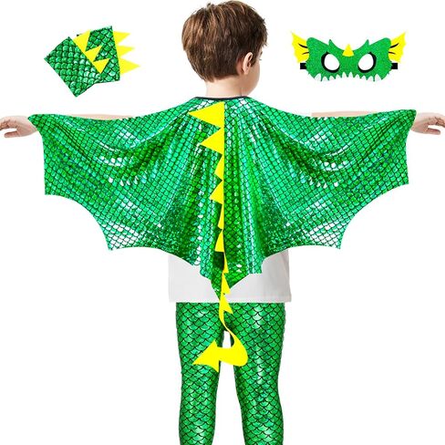 iROLEWIN Dragon-Wings-زي للأطفال الصغار ديناصور زي دينو فستان الرأس قناع وطماق حفلة عيد ميلاد تفضل اللعب in Kuwait