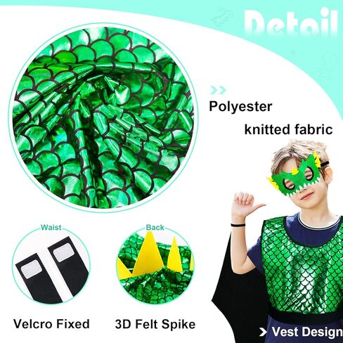 iROLEWIN Dragon-Wings-زي للأطفال الصغار ديناصور زي دينو فستان الرأس قناع وطماق حفلة عيد ميلاد تفضل اللعب in Kuwait