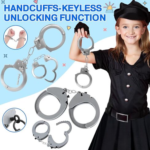 IVENRXIU Police Costume for Kids, 20Pcs Police Officer Costume Pretend Play Toy with Police Accessories and Storage Bag, Kids Halloween Costumes for Girls Boys Role-playing, Cosplay, Themed Parties in Kuwait