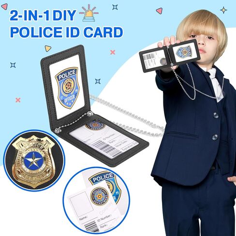IVENRXIU Police Costume for Kids, 20Pcs Police Officer Costume Pretend Play Toy with Police Accessories and Storage Bag, Kids Halloween Costumes for Girls Boys Role-playing, Cosplay, Themed Parties in Kuwait