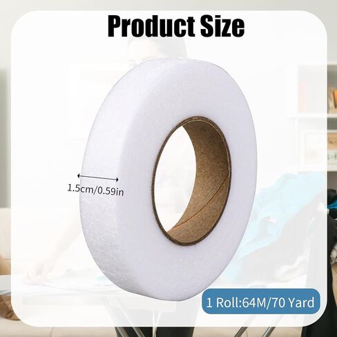 Mozeat Lens Fabric Fusing Tape, Iron on Hem Tape Fabric No Sew Hemming Tape Adhesive Hem Tape for Pants Jeans Trousers Skirts Dresses Clothes Repairing Curtains 1inch 70 Yards in Saudi Arabia