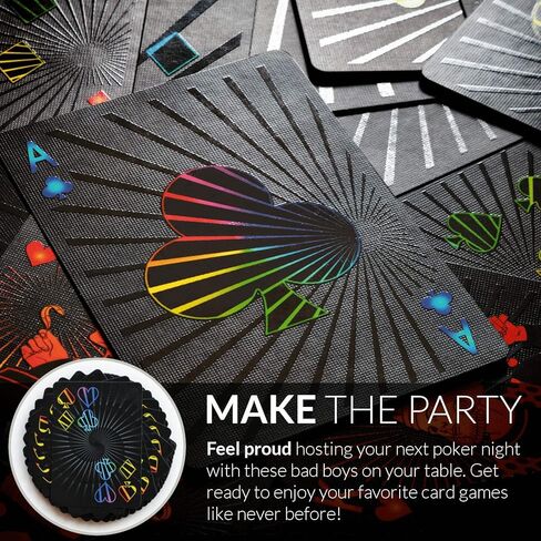 Premium Playing Cards, Deck of Cards with Free Card Game eBook, Cool Prism Gloss Ink, Great Poker Cards, Unique Bright Rainbow & Red Colors for Kids & Adults, Black Playing Cards Games in Kuwait