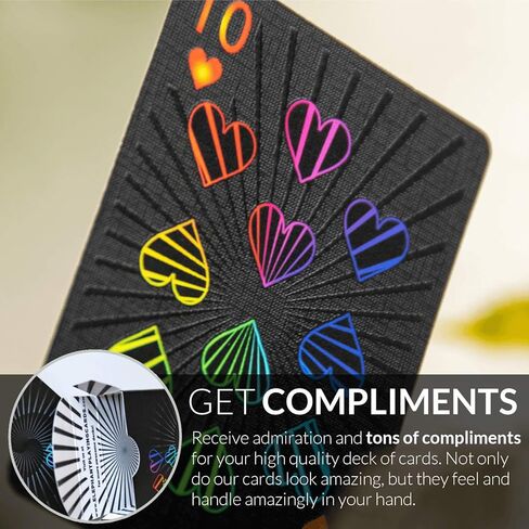 Premium Playing Cards, Deck of Cards with Free Card Game eBook, Cool Prism Gloss Ink, Great Poker Cards, Unique Bright Rainbow & Red Colors for Kids & Adults, Black Playing Cards Games in Kuwait