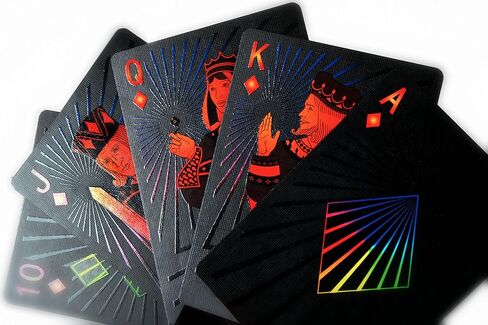 Premium Playing Cards, Deck of Cards with Free Card Game eBook, Cool Prism Gloss Ink, Great Poker Cards, Unique Bright Rainbow & Red Colors for Kids & Adults, Black Playing Cards Games in Kuwait