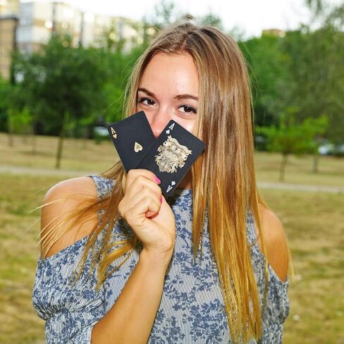 Joyoldelf Cool Black Foil Poker Playing Cards, Waterproof Deck of Cards with Gift Box, Use for Party and Game in Kuwait