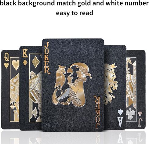 Joyoldelf Cool Black Foil Poker Playing Cards, Waterproof Deck of Cards with Gift Box, Use for Party and Game in Kuwait