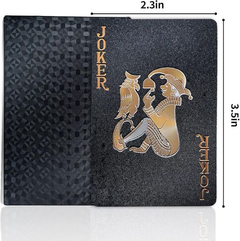Joyoldelf Cool Black Foil Poker Playing Cards, Waterproof Deck of Cards with Gift Box, Use for Party and Game in Kuwait