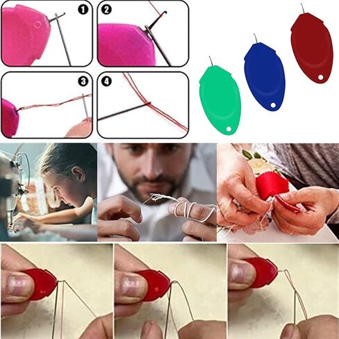 Needle Threader Sewing 20 Pieces Set, Embroidery Cross Stitch Stainless Steel Hook Needle Threader Large Eye Needles Hand DIY Drawstring Flat Plastic Threaders for Sports Pants Shorts Jackets in Kuwait