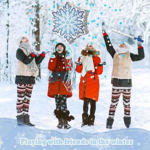 Winter Pinata Frozen Snowflake Pinata Christmas Pinata with Blindfold Bat Confetti 13 x 14.5 Inch Snowflake Pull String Pinata for Christmas Winter Theme Birthday Party Game Decorations Supply in Saudi Arabia
