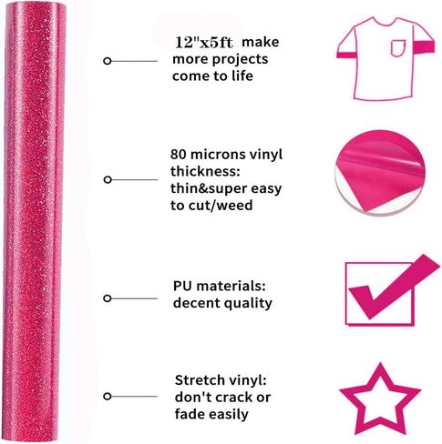 لفة لامعة من الفينيل لنقل الحرارة للقمصان مقاس 12 × 5 أقدام (10 قطع) in Kuwait