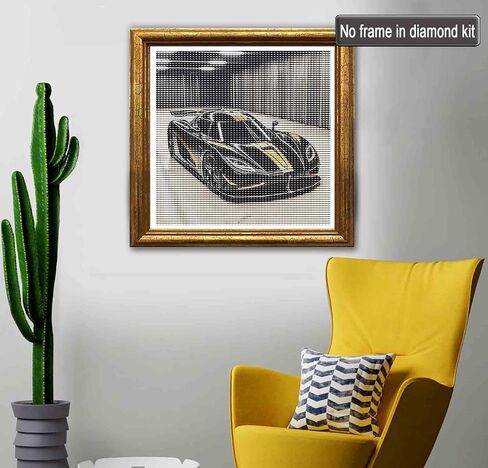 Jungobiu 5D الماس اللوحة مجموعات الأسود سباق السيارات، DIY الماس الفن مجموعات السيارات الطلاء مع الماس الحفر جولة كاملة كريستال حجر الراين التطريز للمنزل مكتب الجدار الديكور 12X12 بوصة in Kuwait