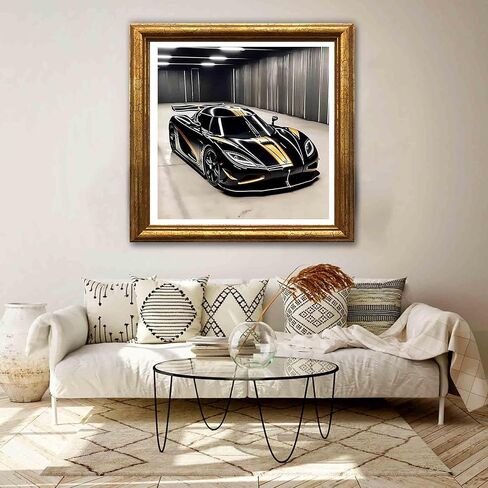 Jungobiu 5D الماس اللوحة مجموعات الأسود سباق السيارات، DIY الماس الفن مجموعات السيارات الطلاء مع الماس الحفر جولة كاملة كريستال حجر الراين التطريز للمنزل مكتب الجدار الديكور 12X12 بوصة in Kuwait