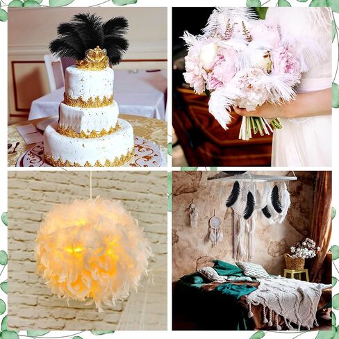 100 Pcs Natural Ostrich Feathers 8-10 Inch/ 20-25 cm Plumes Feathers for Crafts White Black Ostrich Feathers Bulk for DIY Home Decoration Christmas Wedding Party Centerpieces Vase Decor in Saudi Arabia