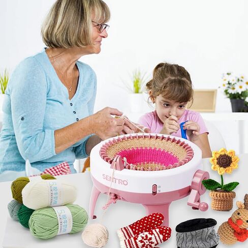 Wokohoomer Knitting Machine 48 Needles, Crochet Machine, Smart Knitting Board Rotating Double Knit Loom Machine, Weaving Loom Machine Kit, DIY Knit Loom Machine Kit for Hat, Scarves, Gloves, Socks in Kuwait