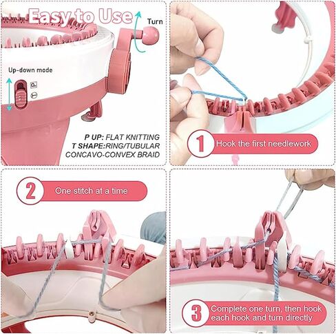 Wokohoomer Knitting Machine 48 Needles, Crochet Machine, Smart Knitting Board Rotating Double Knit Loom Machine, Weaving Loom Machine Kit, DIY Knit Loom Machine Kit for Hat, Scarves, Gloves, Socks in Kuwait