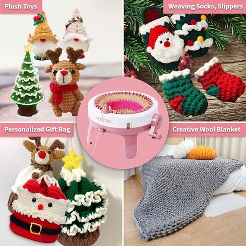 Wokohoomer Knitting Machine 48 Needles, Crochet Machine, Smart Knitting Board Rotating Double Knit Loom Machine, Weaving Loom Machine Kit, DIY Knit Loom Machine Kit for Hat, Scarves, Gloves, Socks in Kuwait