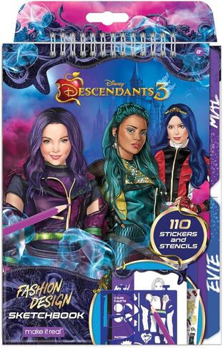 Make It Real - Disney Descendants 3 Sketchbook. Fashion Design Drawing and Coloring Book for Girls. Includes Evie and Descendants 3 Sketch Pages, Stencils, Stickers, and Design Guide in Saudi Arabia