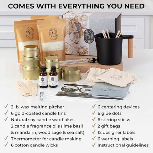 Luxury Candle Making Kit - Professional Candle Supplies to Create 6 Beautiful Scented Soy Wax Candles - DIY Candle Maker Arts and Crafts Kits for Adults in Saudi Arabia